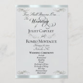 Elegantes Skript - Silber Pearl/Silberne Hochzeit Programm (Vorderseite)