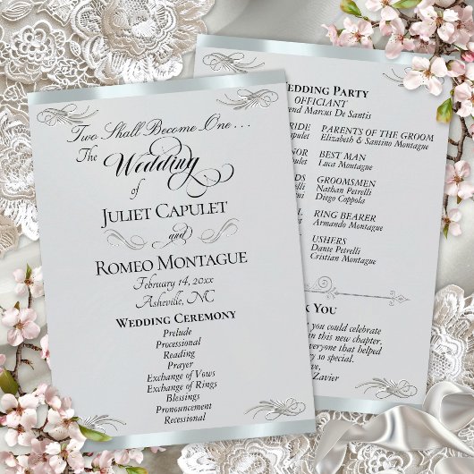 Elegantes Skript - Silber Pearl/Silberne Hochzeit Programm