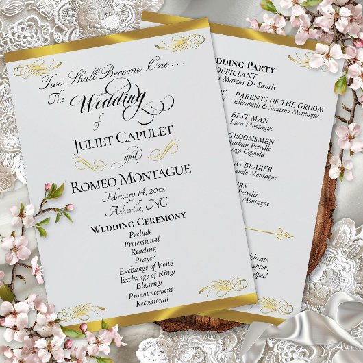 Elegantes Skript - Silber Perle/Goldene Hochzeit Programm