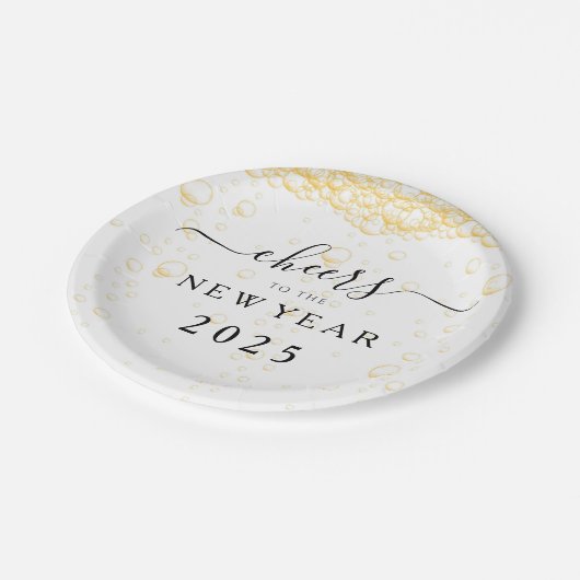 Elegantes Skript Silvester Pappteller (Schrägansicht)