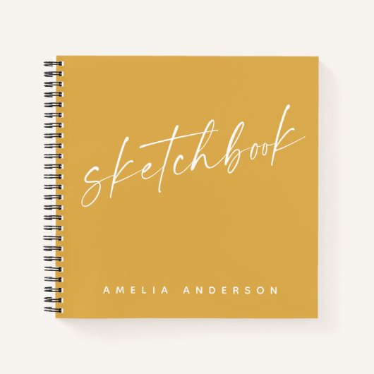 Elegantes Skript Sketchbook Personalisierter Name  Notizblock (Vorderseite)