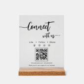 Elegantes Skript Social Media Einzel-QR-Code Acrylschild (Vorderseite)