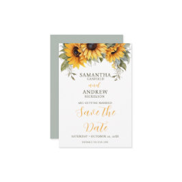 Elegantes Skript Sonnenblumenhochzeit speichern Si Save The Date
