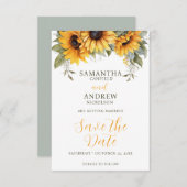 Elegantes Skript Sonnenblumenhochzeit speichern Si Save The Date (Vorne/Hinten)