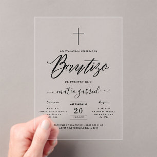 Elegantes Skript Spanische Einladung De Bautizo