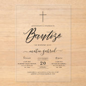 Elegantes Skript Spanische Einladung De Bautizo (Vorderseite)