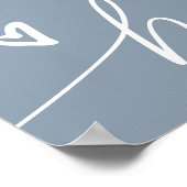 Elegantes Skript Staublaues Babyshower-Willkommens Poster (Ecke)