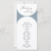 Elegantes Skript Staublaues Bogen-Hochzeitsprogram (Rückseite)