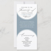 Elegantes Skript Staublaues Bogen-Hochzeitsprogram (Vorderseite)