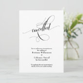 Elegantes Skript storniert Hochzeit Ankündigung (Stehend Vorderseite)