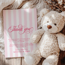 Elegantes Skript & Streifen Baby Shower