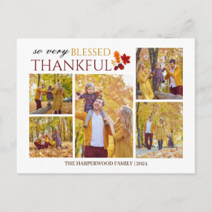 Elegantes Skript Thanksgiving Familienfoto Collage Feiertagspostkarte
