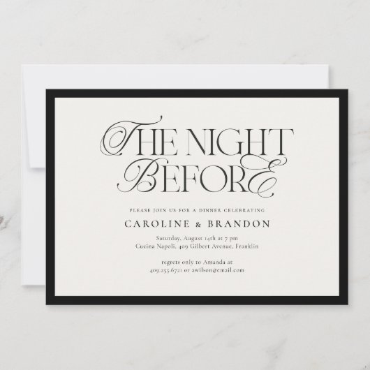 Elegantes Skript The Night Before Probe Dinner Einladung (Vorderseite)