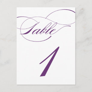 Elegantes Skript-Tischnummern-Postkarte Lila 520 Postkarte