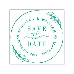 Elegantes Skript u. botanischer Wreath Save the Permastempel