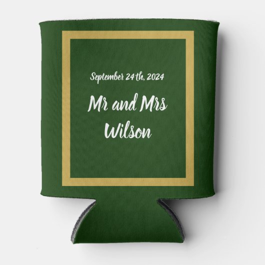 Elegantes Skript und Goldrahmen auf Grün Dosenkühler (Vorderseite)