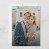 Elegantes Skript und modernes Foto Save The Date (Vorderseite)