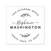 Elegantes Skript und rustikale Zweige-Rücksendeadr Permastempel (Design)