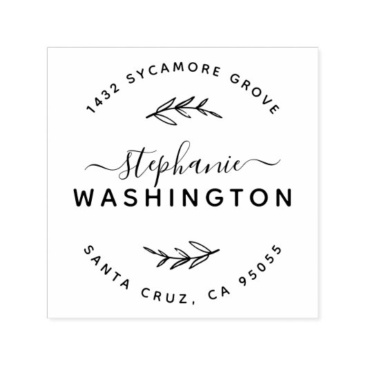 Elegantes Skript und rustikale Zweige-Rücksendeadr Permastempel (Design)