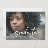 Elegantes Skript und schwarzer Foto-QR-Code-Abschl Einladung (Vorderseite)