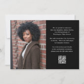 Elegantes Skript und schwarzer Foto-QR-Code-Abschl Einladung (Rückseite)