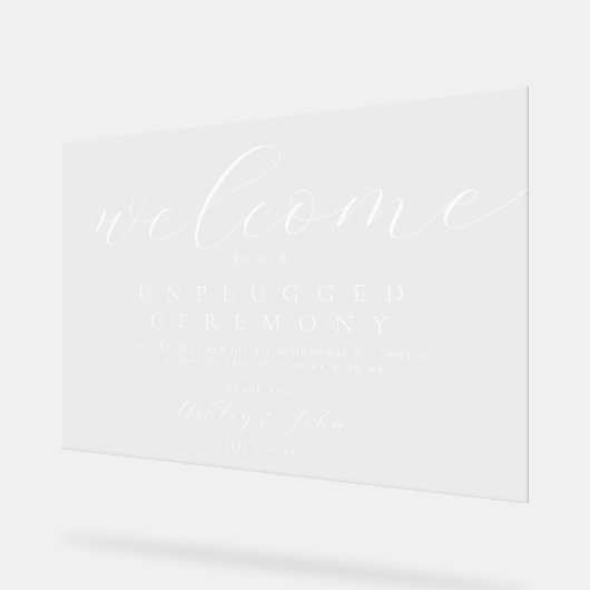 Elegantes Skript Unplugged Acrylschild (Winkel)