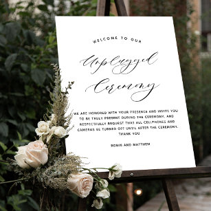 Elegantes Skript Unplugged Zeremony Wedding Sign Poster
