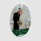 Elegantes Skript Unser erstes Weihnachtsgrün Ornament (Vorderseite)