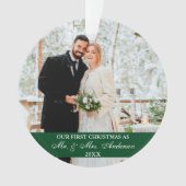 Elegantes Skript Unser erstes Weihnachtsgrün Ornament (Vorderseite)