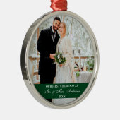 Elegantes Skript Unser erstes Weihnachtsgrün Ornament Aus Metall (Rechts)