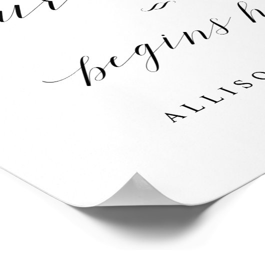 Elegantes Skript Unsere Geschichte beginnt hier Ho Poster (Ecke)