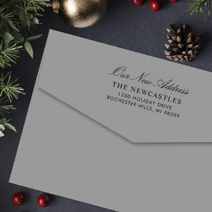 Elegantes Skript Unsere neue Address-Rücksendeadre Permastempel