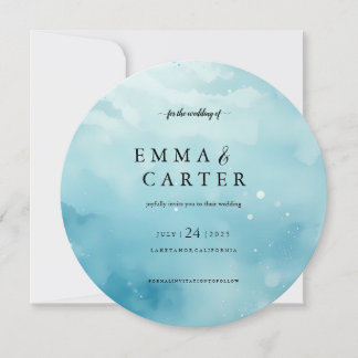 Elegantes Skript unter der Wasserfarbenhochzeit Einladung