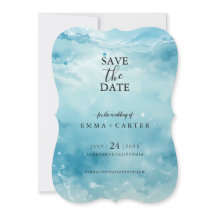 Elegantes Skript unter Meer Save the Date Wasserfa