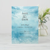 Elegantes Skript Untermeer Wasserfarbe Save the Da Save The Date (Stehend Vorderseite)