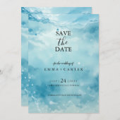 Elegantes Skript Untermeer Wasserfarbe Save the Da Save The Date (Vorne/Hinten)