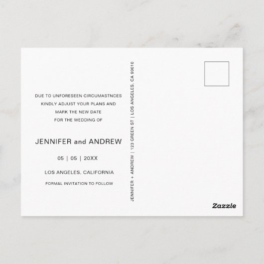 Elegantes Skript verändern das Datum der Postkarte (Rückseite)