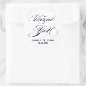 Elegantes Skript Vielen Dank für Ihre Hochzeit Cus Runder Aufkleber (Tasche)