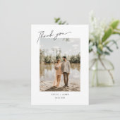 Elegantes Skript Vielen Dank für Ihre Hochzeit Fot Dankeskarte (Stehend Vorderseite)