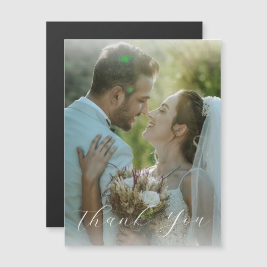 Elegantes Skript Vielen Dank für Ihre Hochzeit Mag Magnetkarte (Vorne/Hinten)