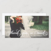 Elegantes Skript Vielen Dank für Ihre Hochzeit Vie Dankeskarte (Vorne/Hinten)