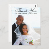 Elegantes Skript Vielen Dank Hochzeit Foto Postkarte (Vorne/Hinten)