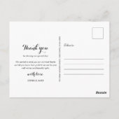 Elegantes Skript Vielen Dank Hochzeit Foto Postkarte (Rückseite)