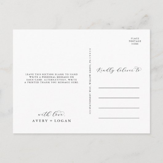 Elegantes Skript Vielen Dank Postcard Postkarte (Rückseite)