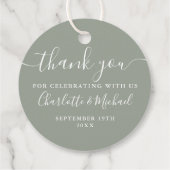Elegantes Skript Vielen Dank Sage Green Wedding Geschenkanhänger (Rückseite)