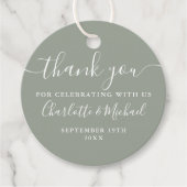Elegantes Skript Vielen Dank Sage Green Wedding Geschenkanhänger (Vorderseite)