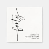 Elegantes Skript Vierzigster 40. Geburtstag Serviette (Vorderseite)