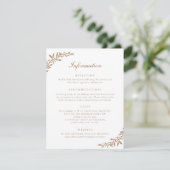 Elegantes Skript Vintage Olive Leaf Hochzeitdetail Einladung (Stehend Vorderseite)