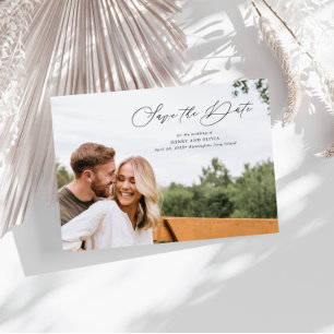 Elegantes Skript Vollständiges Foto Horizontal Save The Date