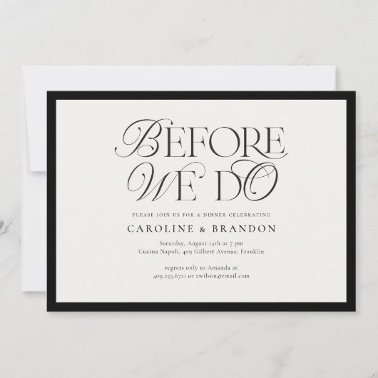 Elegantes Skript vor dem Abendessen in der Probe Einladung (Vorderseite)